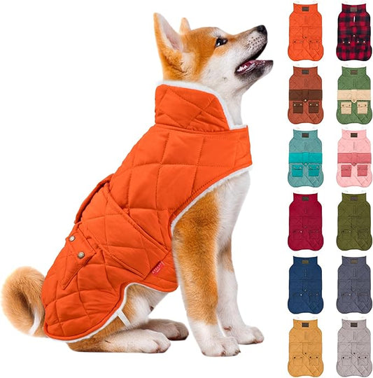 KYEESE Dog Coat Waterproof Dogs Jacket with Fleece Lined Thick Pets Clothes with Pocket Warm Pet Winter Puffer Coat with Leash Hole Soft Pet Sweater for Cold Weather Windproof Dog Coats for Small Dogs
