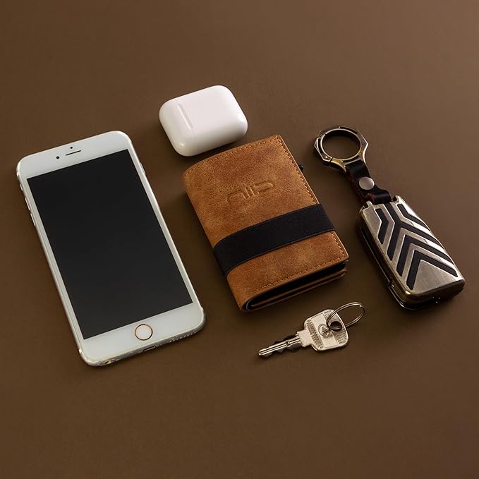 NIID Wallet for Men,Minimalist Front Pocket Wallet for Men - RFID Blocking Leather Bifold with Pop Up Card Holder, 2 ID Windows, Money Clip & Gift Box (Coffee)