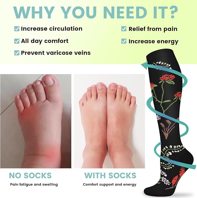 Copper Compression Socks 15-20 mmHg for Men & Women 8 Pairs – Circulation Support for Nurses, Travel, Running, Hiking, Soccer