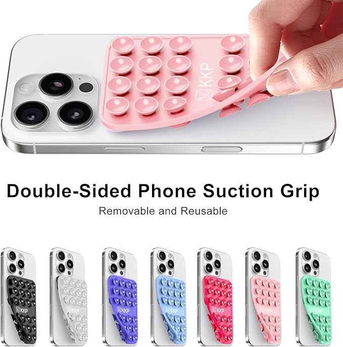 KKP Classic MAX - Silicone Suction Phone Case Adhesive Mount - Hands-Free, Strong Grip Holder for Selfies and Videos - iPhone and Android Compatible - 2.6″ x 3.9″