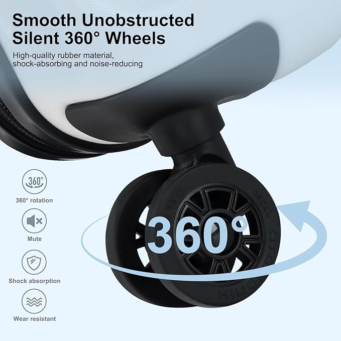 Carry On Luggage 22×14×9 Airline Approved, 20 Inch Lightweight ABS+PC Hard Shell Suitcases with Front Pocket, Spinner Wheels, TSA Lock (White, 1PC)