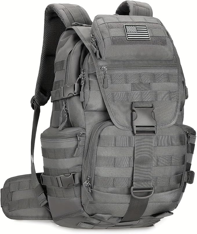 HongXingHai 50L Military Tactical Backpack 3 Day Assault Pack Molle Daypack Hiking Backpack for Men and Women (Gray)