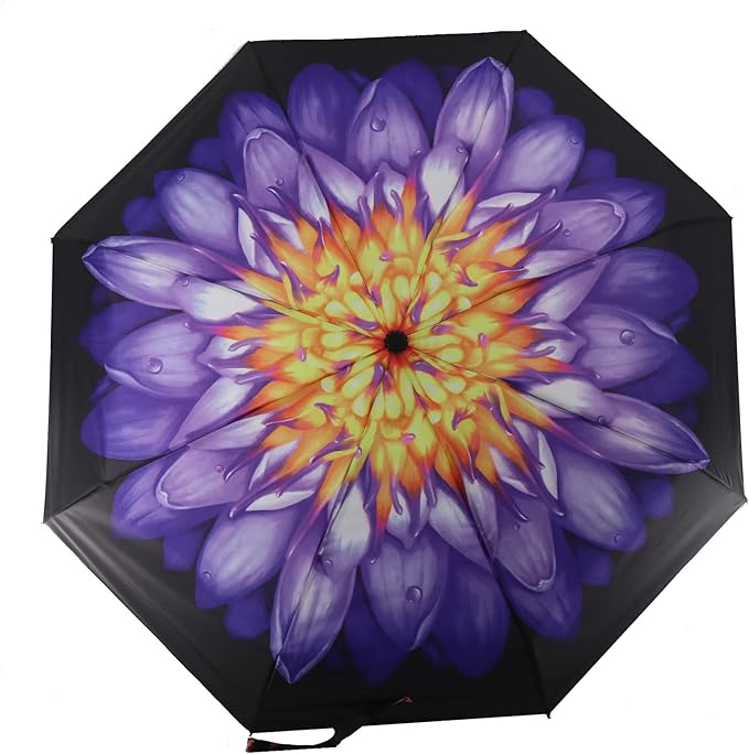 SIEPASA Windproof Travel Compact Umbrella-Automatic Umbrellas for Rain-Compact Folding Umbrella, Travel Umbrella Compact, Small Portable Windproof Umbrellas for Men Women Teenage. (Water Lily)