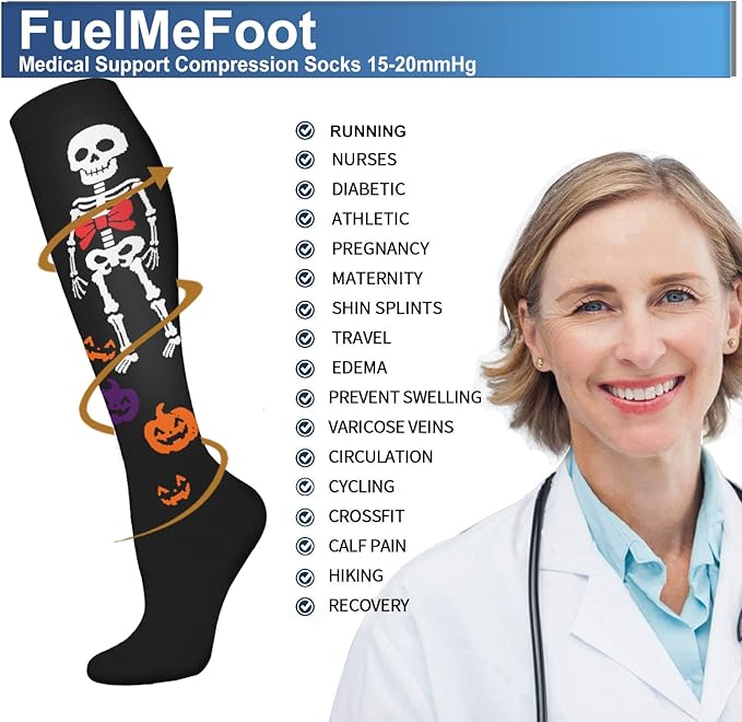 FuelMeFoot 3 Pack Copper Compression Socks - Compression Socks Women & Men Circulation - Best for Medical,Running,Athletic