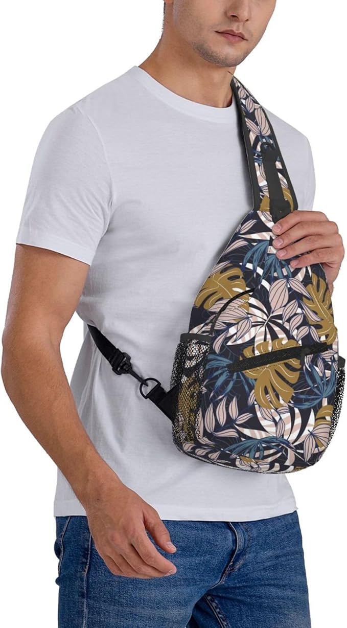 Hawaii Tropical Palm Sling Backpack Crossbody Bag Casual Chest Bags Travel Hiking Daypack Shoulder Bag for Women Men