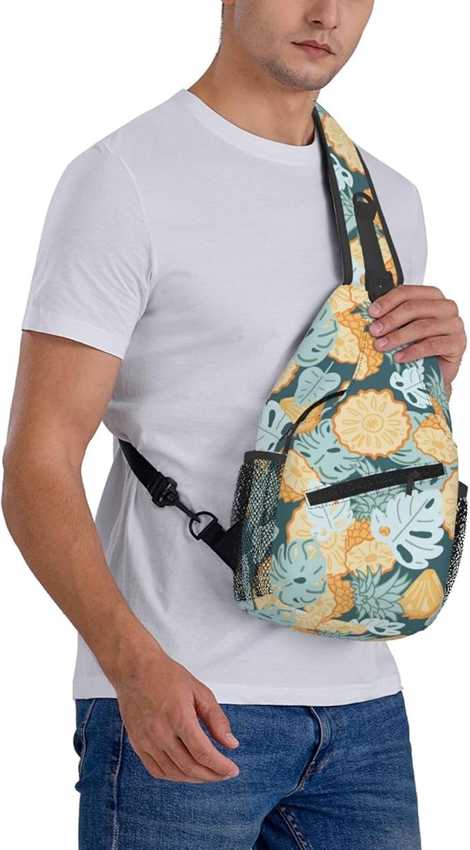 Hawaii Tropical Palm Sling Backpack Crossbody Bag Casual Chest Bags Travel Hiking Daypack Shoulder Bag for Women Men