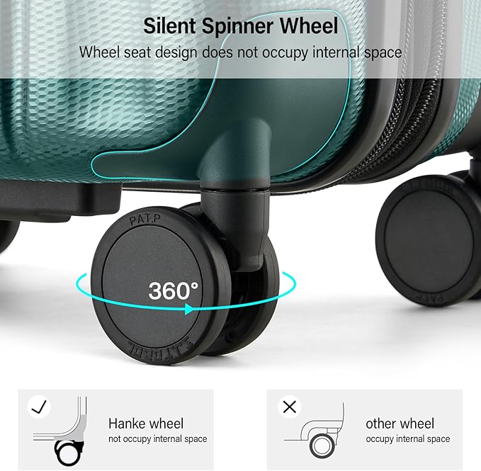 Hanke Expandable Hardshell Luggage Sets 3 Piece Extra Large Suitcases with Lock,28 Inch Luggage with Spinner Wheels, PC Travel Suitcase for Women Men 20 24 29Inch,Blackish Green