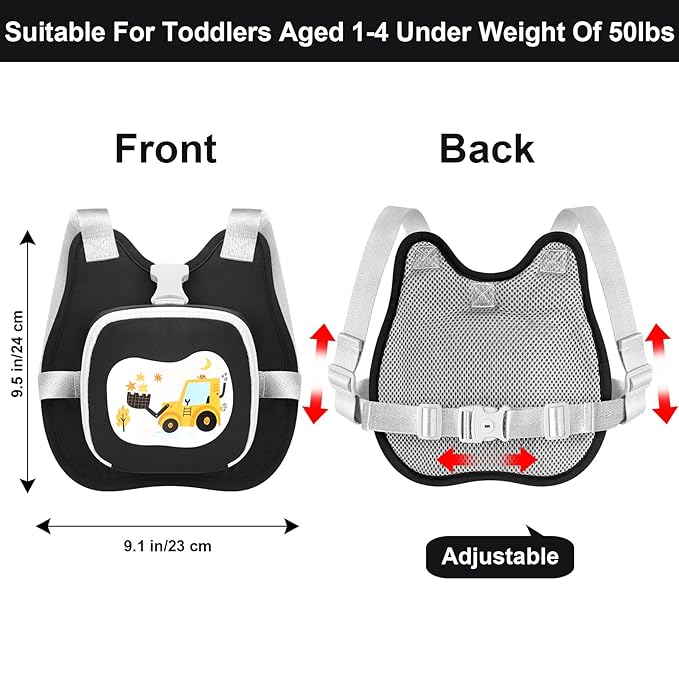 Accmor Toddler Harness Leash, Cute Excavator Child Walking Harness Tether Wristband Assistant Strap Belt Protector for Baby Boys, Collapsible Kids Leash + Anti Lost Wrist Link for Outdoor Travel Black