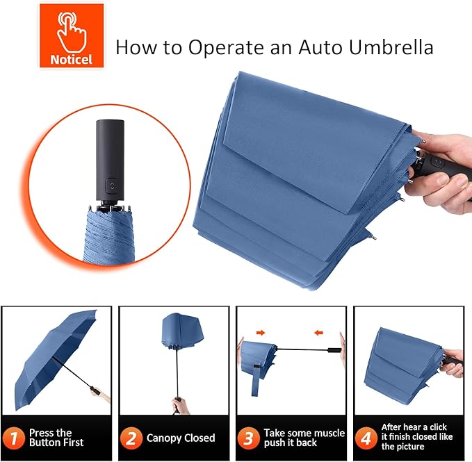 BAODINI Windproof Umbrella for Rain Folds Easily Automatic Open Close 46 inch Compact Travel Portable Umbrella for Men and Women