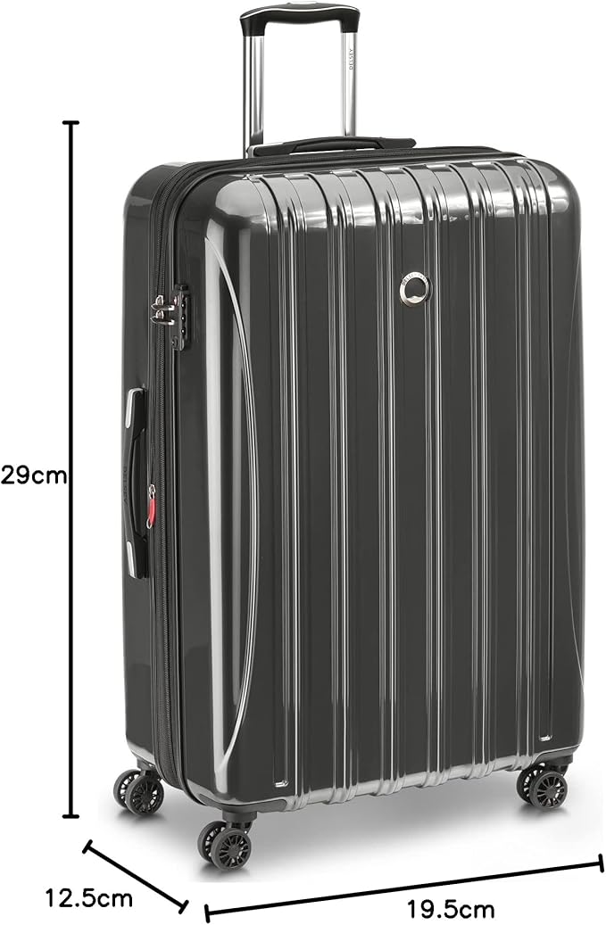 DELSEY PARIS Helium Aero Hardside Expandable Luggage with Spinner Wheels, Brushed Charcoal, Checked-Large 28 Inch