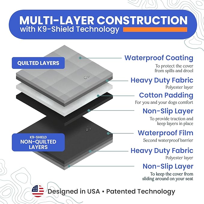 4Knines Dog Backseat Cover with Hammock for Cars, SUVs, and Trucks – Waterproof Layers, Nonslip Seat Protector, Durable Nylon Clips, K9 Shield with Heavy Duty Thread, (Extra Large, Grey)