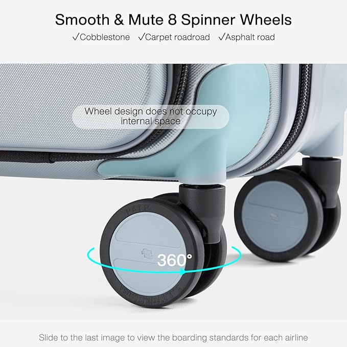 Hanke Grace Expandable Carry On Luggage with Wheels Airline Approved Hard Shell Suitcases with Front Pocket，Top Opening Luggage with TSA Lock for Short Business Travel, Grey.