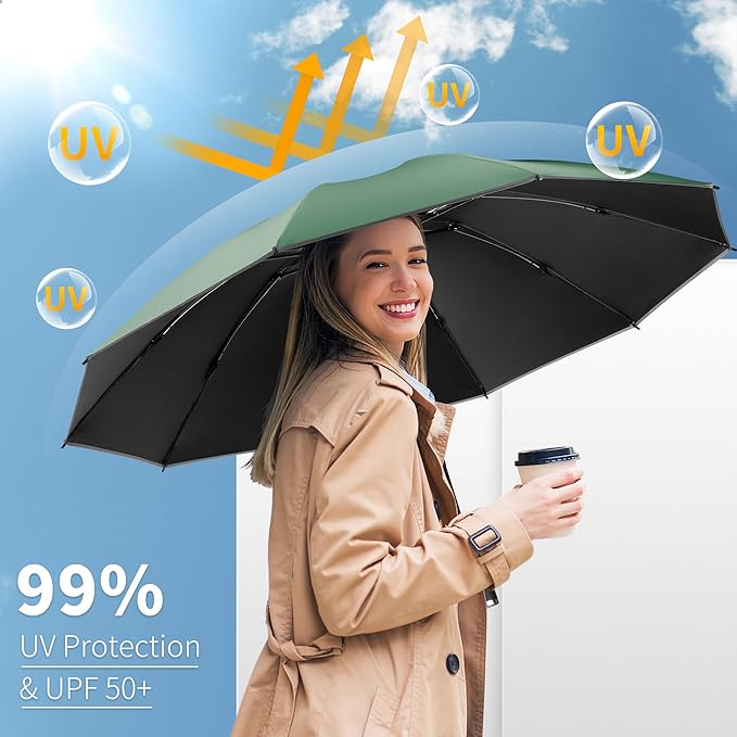 Seniny Windproof Travel Umbrella, Automatic Umbrellas for Rain, Portable & Compact Umbrellas for Backpack, Strong UV for Protection, Folding Small Sun Umbrella for Car, Walking
