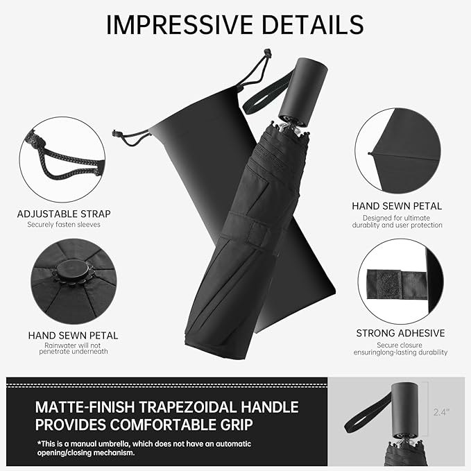 Compact Travel Umbrella, Small Pocket Mini Umbrella for Purse Wallet, UV Sun Rain Umbrellas for Backpack, Portable Folding Umbrellas for Women Kids