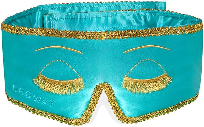 DROWSY Breakfast at Drowsy Silk Sleep Mask – 100% Pure Mulberry Silk, Total Blackout, Ultra-Soft & Skin Hydrating for Beauty Sleep, Fully Adjustable