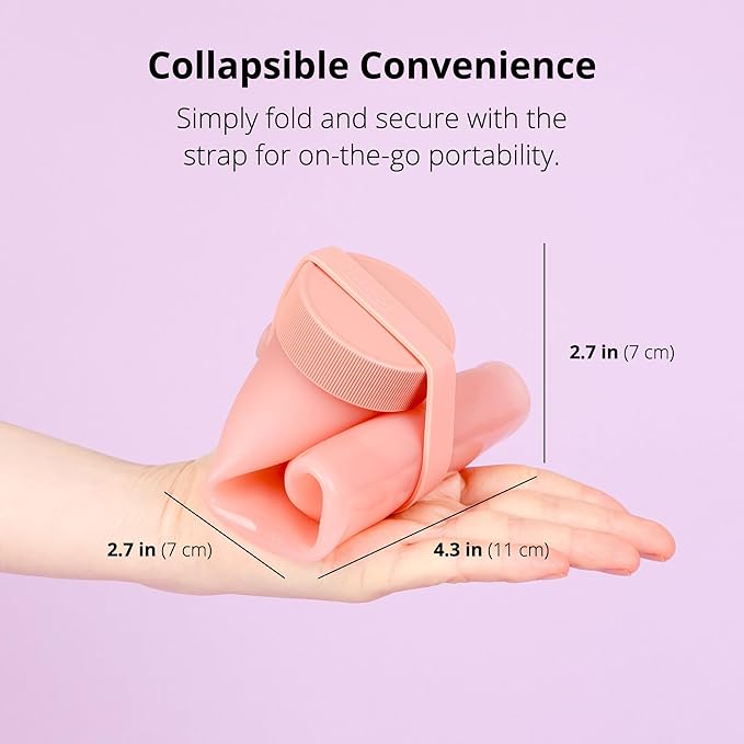 BLUE GINKGO Collapsible Water Bottle [2-Pack] – Lightweight, Foldable Silicone Bottles for Travel, Hiking, and Camping (16.9oz, Made in Korea, Rose Pink)