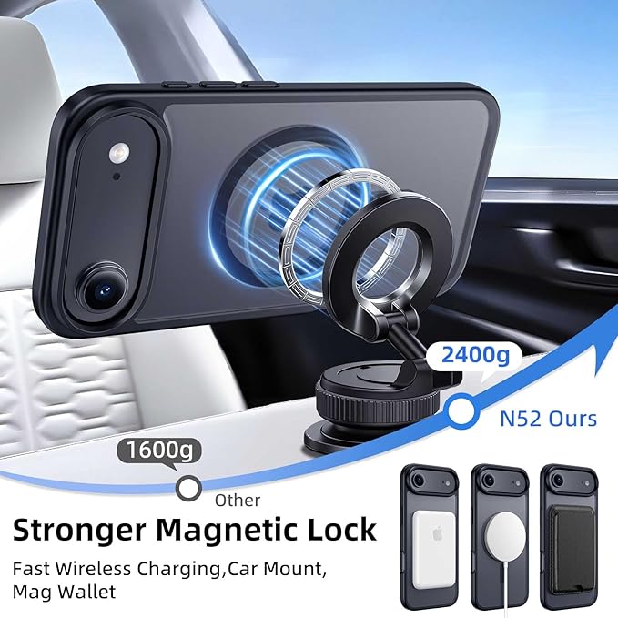 Ntwinro Magnetic for iPhone Air Case (Compatible with MagSafe) with Detachable Wallet & Card Holder for 3 Cards [RFID Blocking] Military Grade Protective Slim Phone Cover for 17 Air 2025, Black