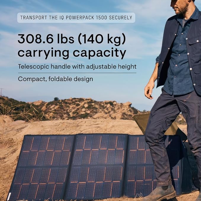 Enphase IQ PowerPack 1500 Advanced Portable Power Station with 200W Solar Panel and Cart, Generator with microinverter technology for home backup, camping, RVs