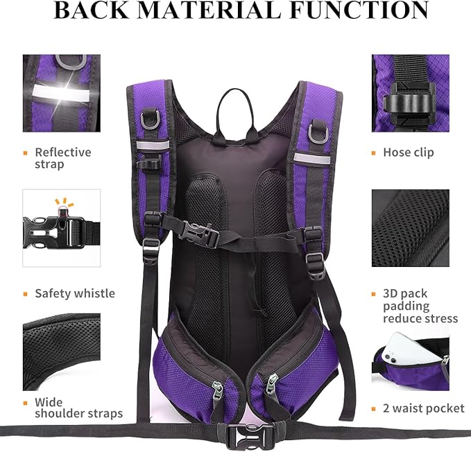 NONSAR Hydration Backpack, Hiking Backpack with 3L Water Bladder, Lightweight Insulation Hydration Pack, Water Backpack for Hiking, Cycling, Running, Festival, Camping for Men Women