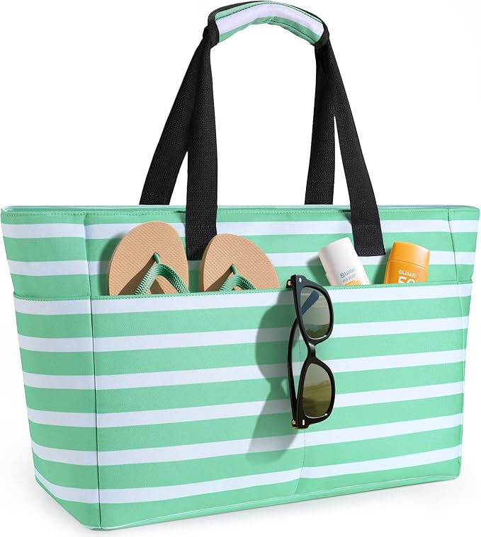 Extra Large Beach Bag Waterproof Beach Totes Bags for Women, Lightweight Foldable Pool Bag with Zipper Wet Compartment
