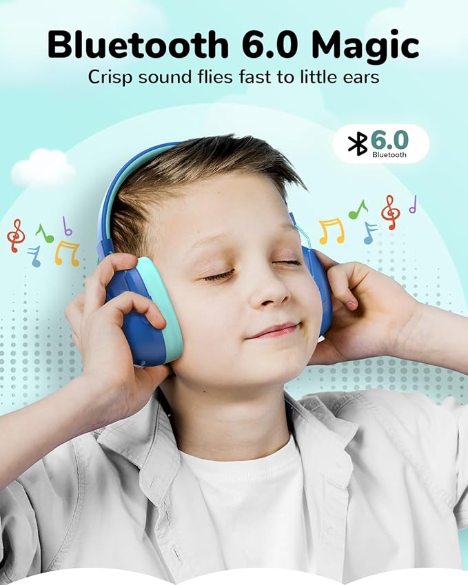 Kids Noise Cancelling Headphones, Sound Proof Ear Protection, 29dB SNR Noise Reduction Bluetooth 6.0 Earmuff, 94dB Lock - 80H Playtime, Hearing Protection for Autism, Shooting Gun Range Mowing (Blue)