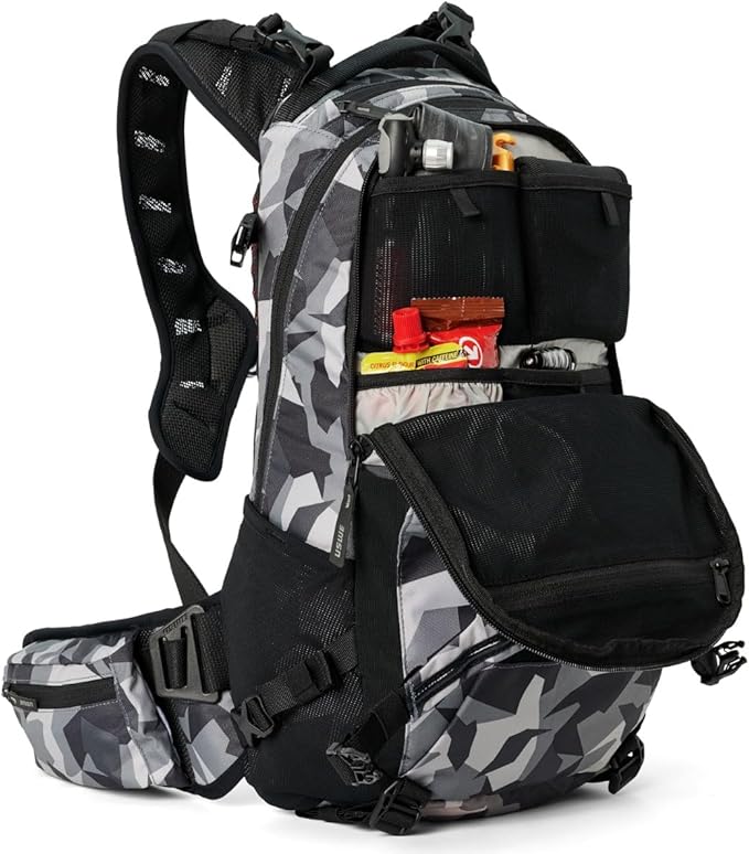 USWE Shred 25L Backpack, a High End Daypack for MTB, E-MTB, Mountain Bike, Camo/Black