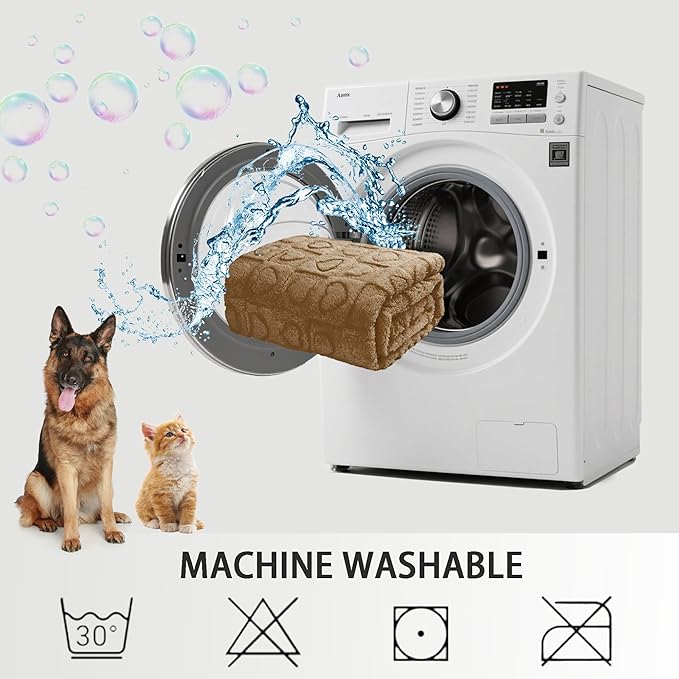 gogobunny Calming Plush Dog Cat Blanket 300GSM Coral Fleece, Ultra-Soft Machine Washable Pet Bedding for Small Medium Dogs Cats Puppies Kittens (Brown, 40x50)