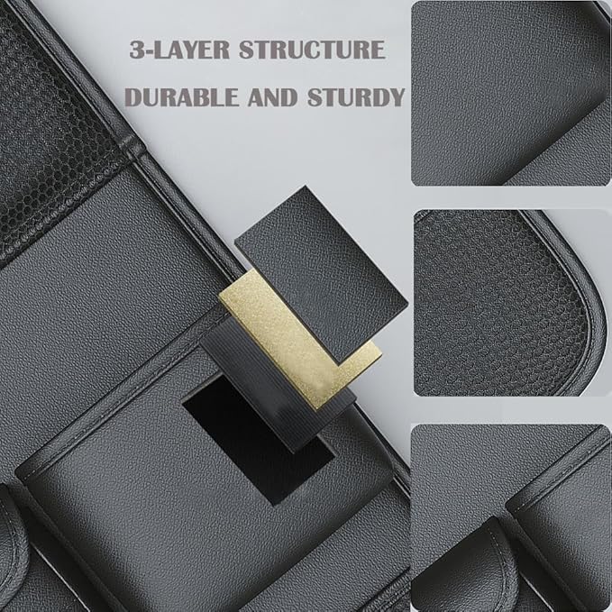 Car Backseat Organizers and Storage, PU Leather Car Seat Back Protector with Foldable Table Tray and Touch Screen Phone Holder, Suitable for Most Vehicles (Black)