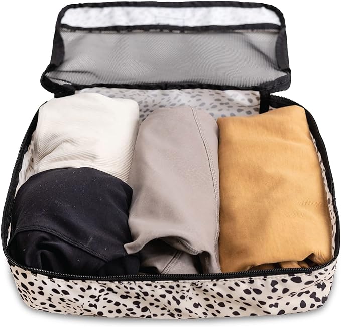 Jadyn Packing Cubes for Travel, 6-Piece Large Packing Cube Organizer Set for Suitcase, Duffel Bag, Luggage, Multiple Sizes Travel Essentials (Cheetah Spot)