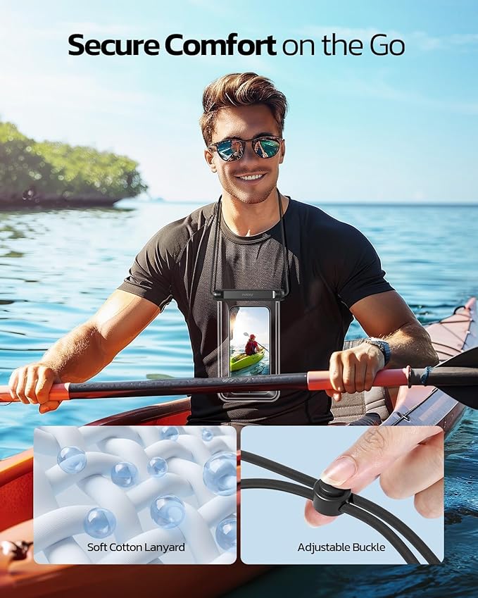 Nulaxy 2 Pack IPX8 TPU Waterproof Phone Pouch Double Sealing, Cell Phone Dry Bags with Lanyard Fit up to 7.5" Devices, Protector Case for iPhone 15 14 13 12 11 Pro Max Plus XR, Galaxy S24 S23 - Black