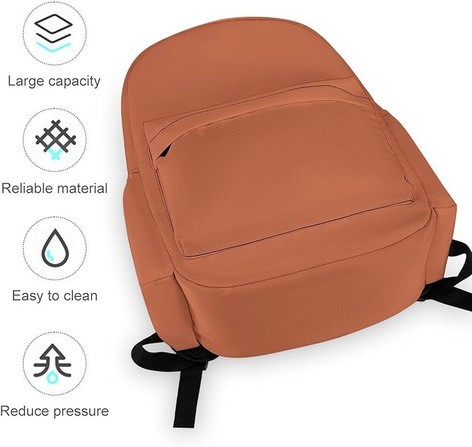 Terracotta Backpack Adult Travel Daybag for Women Men College Backpack for Vacation Hiking Camping Bag