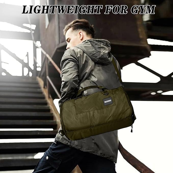 Wildroad Travel Bags for Men, Gym Bag & Duffle Bag for Travel, Carry on Duffel Bag 3 IN 1 Expandable Overnight Weekender Bag (Vintage Grey, Large-50L+ Gym Bag)