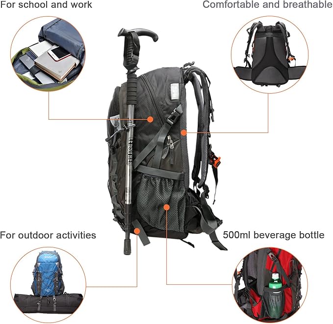 Diamond Candy Waterproof Hiking Backpack for Men and Women, Lightweight Day Pack for Travel Camping