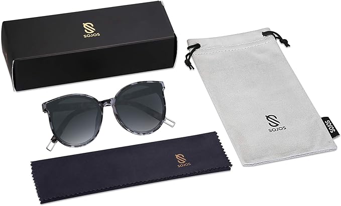 SOJOS Fashion Round Sunglasses for Women Men Oversized Vintage Shades SJ2057