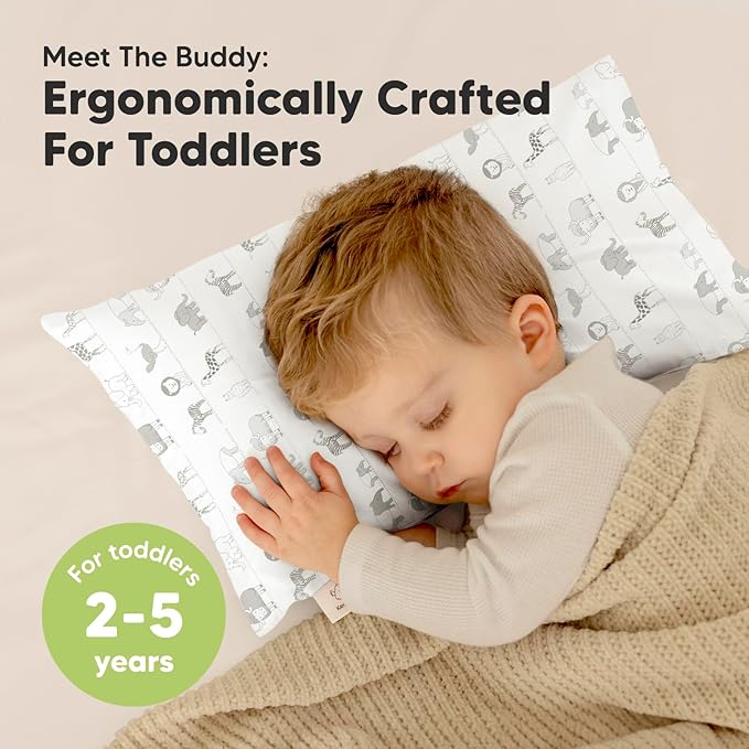 Toddler Pillow with Pillowcase - 10x18 My Little Dreamy Kids Travel Bed Pillows for Sleeping, Organic Cotton Small Pillowcase, Soft & Breathable, Machine Washable, Toddlers 2-5 years old (Savannah)