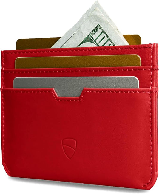 Vaultskin MOORGATE Slim Card Holder - Minimalist Leather Wallet, RFID Blocking Sleeve, Fits Front Pocket, for Men and Women