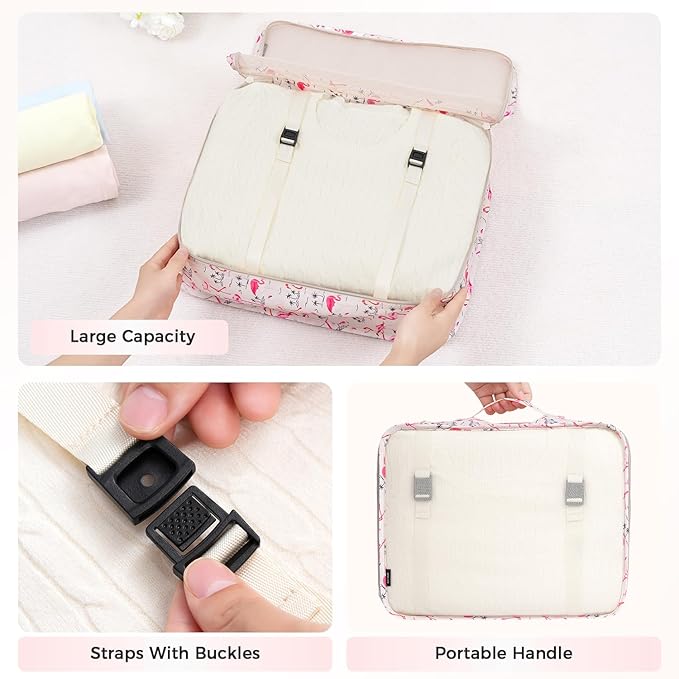 BAGAIL 8 Set Packing Cubes Luggage Packing Organizer Bags for Travel Accessories-Pink Flamingo