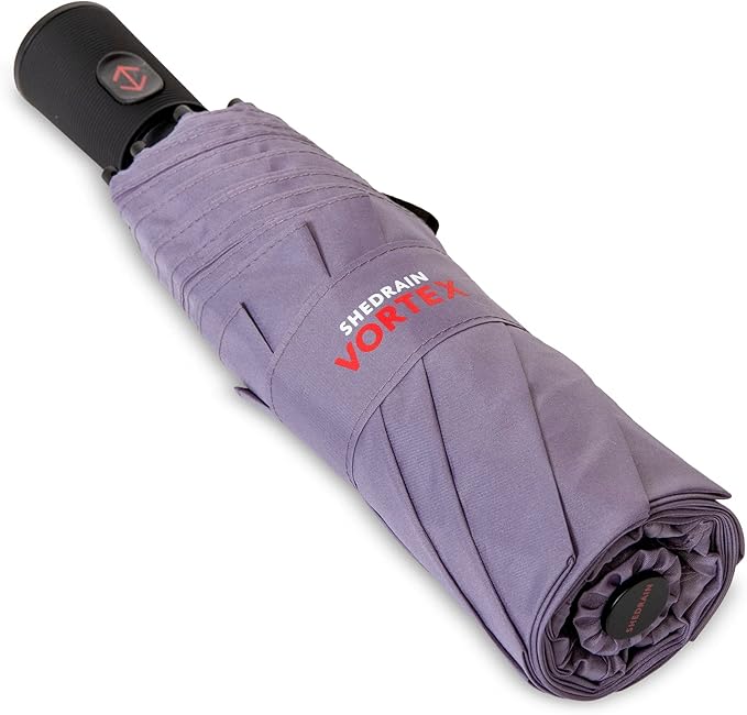 ShedRain Compact Folding Travel Umbrella – Push-Button Open & Close, Vented Double Canopy, Protects from Rain, Sun, & Wind