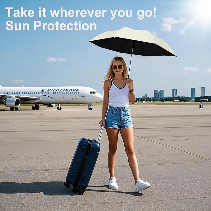 BAODINI Travel Essentials Mini Umbrella for Purse With Case Small Compact UV Sun Protection Lightweight Tiny Pocket Manual Open Close Umbrella for Women Kids and Men Fit Purse Backpack