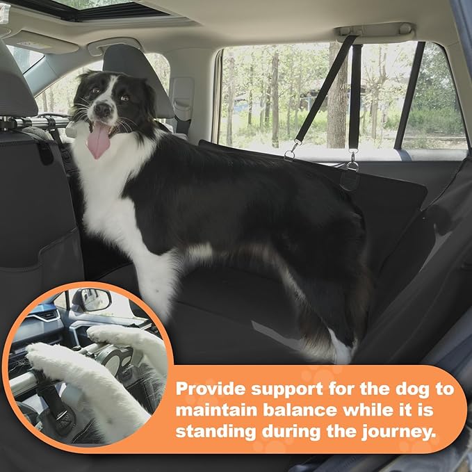 Furri&Me Dog Car Seat Cover, Back Seat Cover for Dogs Pet Car Seat Protector 400lbs Capacity Waterproof Non-Slip Bench Hard Bottom Car Seat Cover for Most Cars Trucks SUVs(Black)