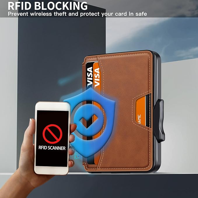 SEMORID Wallet for Men, Mens Wallet Minimalist Slim Wallet, RFID Blocking Smart Pop Up Wallet with Money Clip & ID Window, Metal Compact Wallet, Aluminum Credit Card Holder Wallet