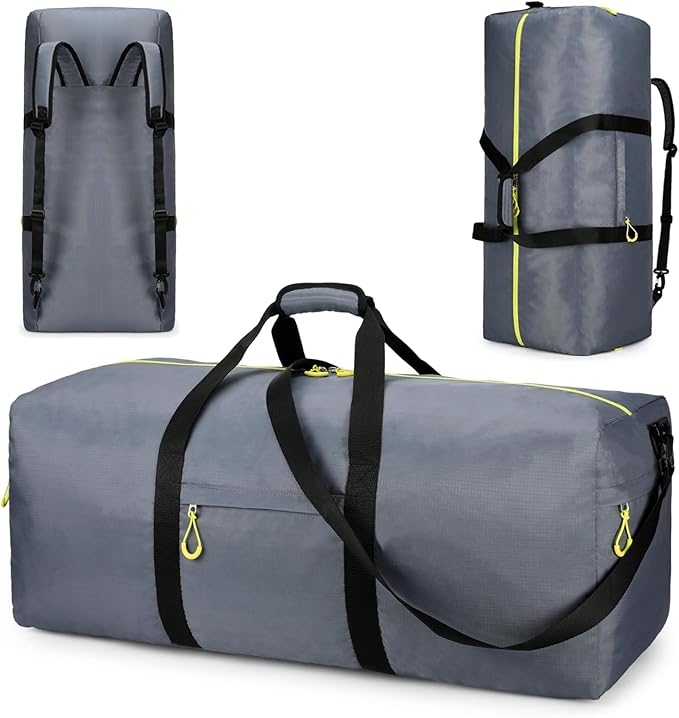 100L Extra Large Duffle Bag Lightweight, Travel Duffel Bag Foldable for Men Women, Water-Resistant & Durable, Grey