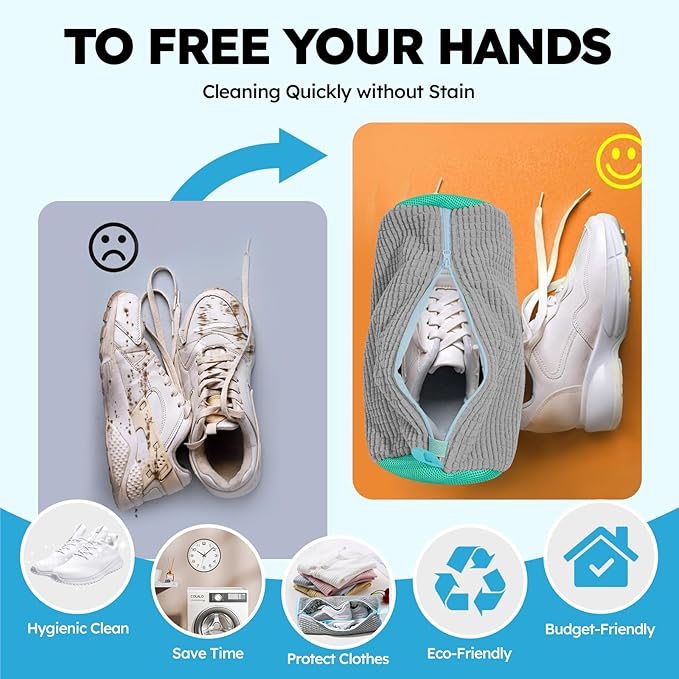 Shoe Washing Machine Bag: Shoe Bag for Washing Machine - Reusable Shoe Cleaning Bag for Sneaker Tennis Shoes Unstain Cleaner Kit