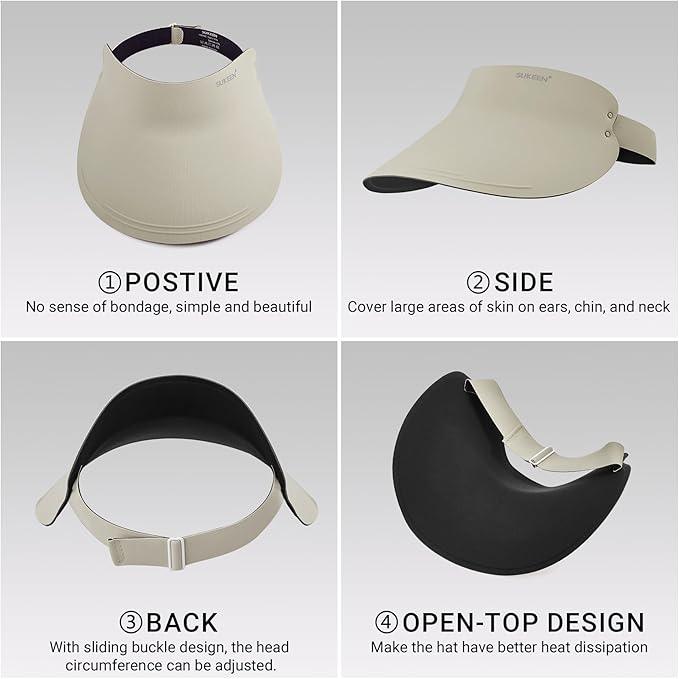 Sukeen Wide Brim Sun Visor Hat for Women Men,UPF50+ Seamless Sun Hats Foldable Ponytail Beach Hats for Daily Outdoor Sport
