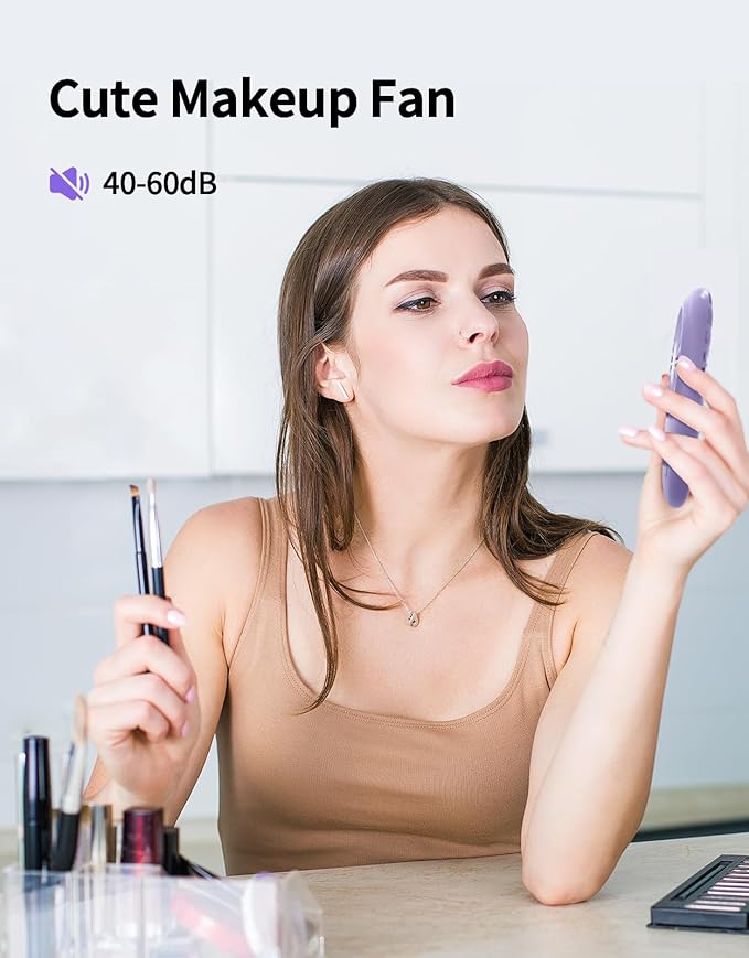 Aluan Handheld Mini Fan Powerful Small Personal Portable Speed Adjustable USB Rechargeable Eyelash Fan for Kids Girls Boys Woman Man Home Office Outdoor Travel, Purple