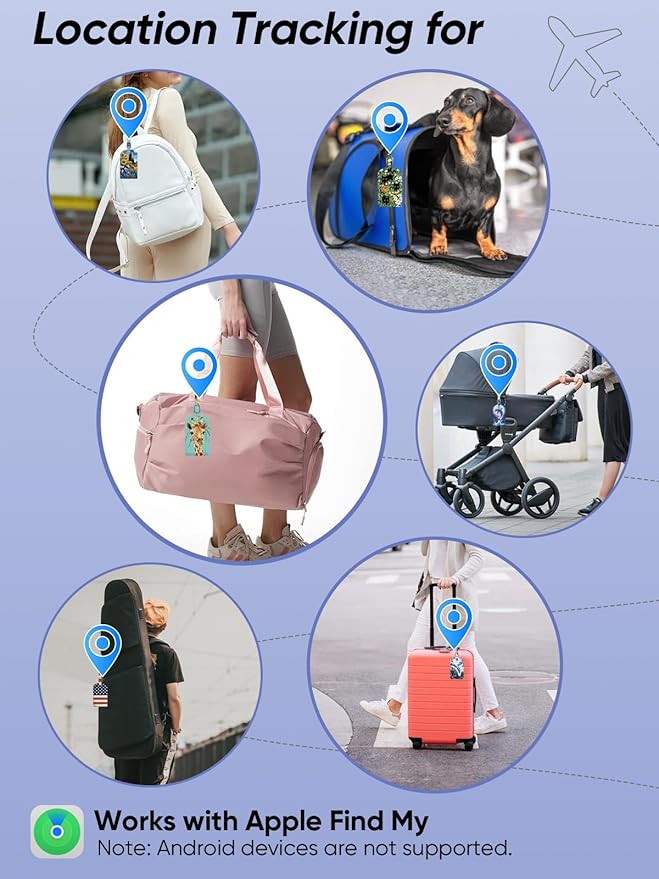 Luggage Tags Built-in Anti-Loss Tracker, Luxury Leather Luggage Tags for Suitcase, Travel Bags, Backpacks, Travel Organizer for Lost Baggage Prevention (Prairie Cat)