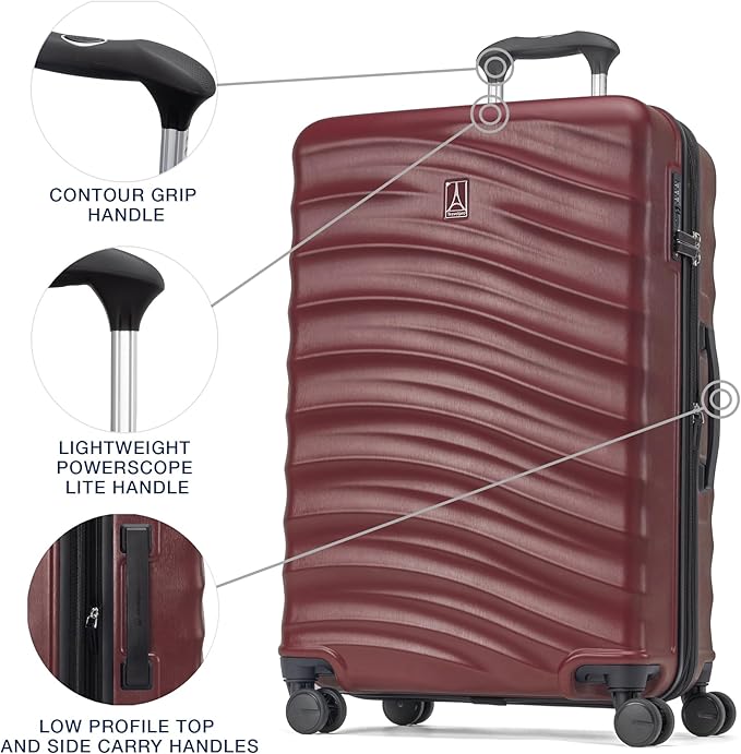 Travelpro Maxlite Air V2 Hardside Expandable Checked Luggage, 8 Spinner Wheels, Lightweight Hard Shell Suitcase, TSA lock, Cabernet, Checked Medium 25-Inch