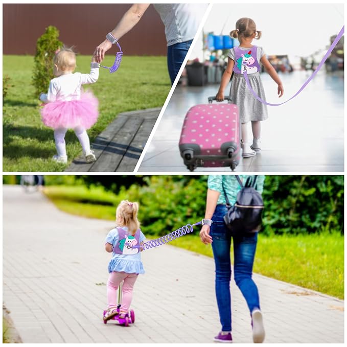 Toddler Leash-Baby Walking Safty Harness and Child Anti Lost Wrist Link for Girls/Boys Travel (Purple)