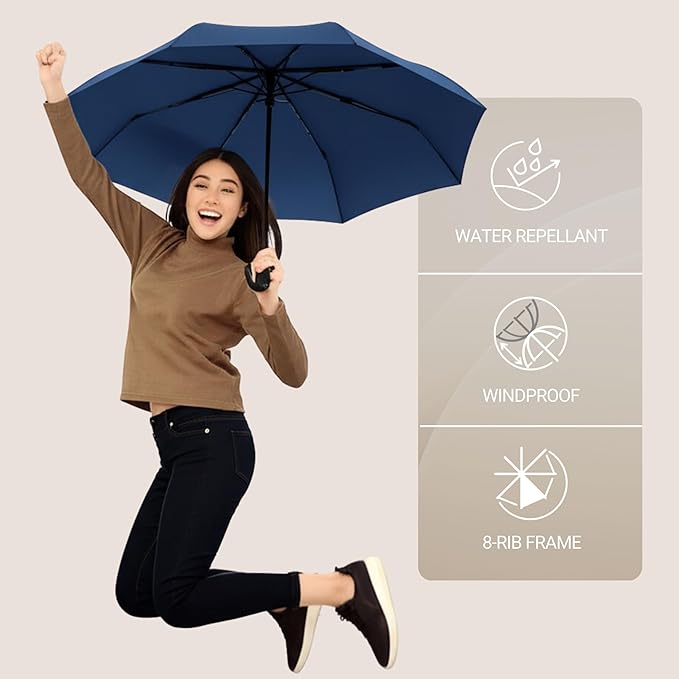 Knirps A.200 Medium Duomatic Windproof Umbrella for Adults – Automatic Open Close 38.5" Canopy, Travel Case Included