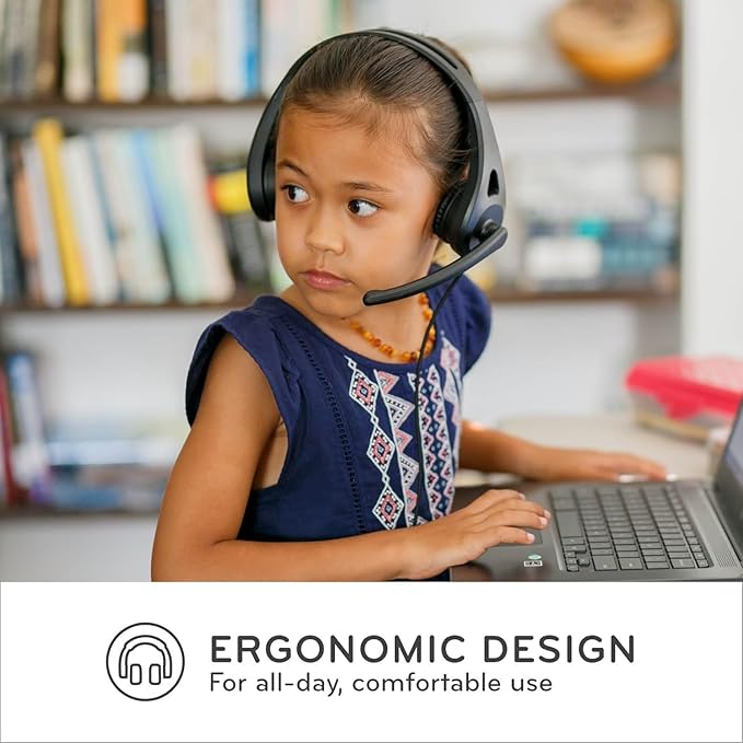 ThinkWrite Technologies / TWT Audio Ergo, TW130 | Premium On-Ear Wired Headset with Noise Reducing Microphone (USB-C Connection), Black